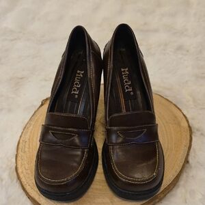 Vintage Mudd Kern Academia Oxford Heel Brown Loafers Womens 7M Librarian Y2K 00s